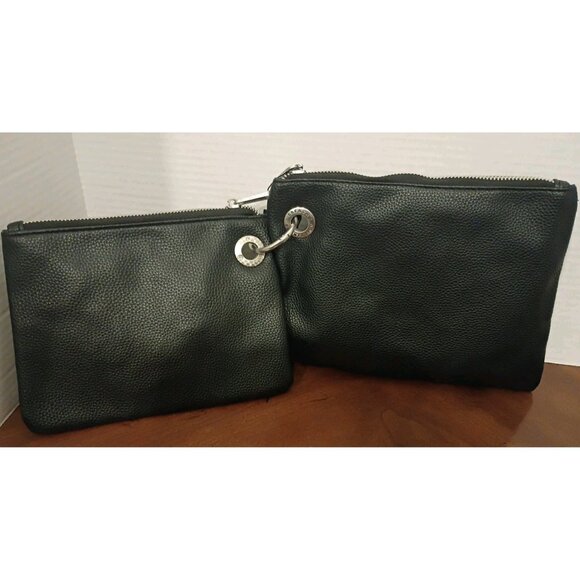 French Connection Lara Pebble Double Slim Pouches-Black-New with Tags-$48 Retail - Picture 2 of 7